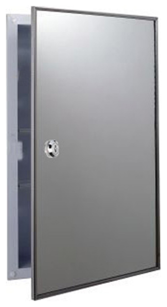 Bright Annealed Stainless Steel Framed Lockable Medicine Cabinet 16"x26"