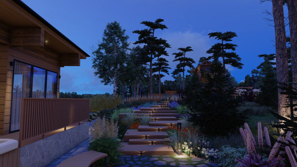 Сад в сосновом лесу