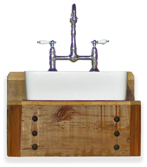 Reclaimed Wood Floating Bath Vanity Rectangular Vessel Sink Bath