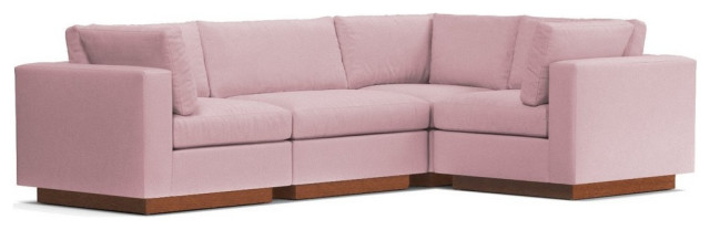 Apt2B Taylor Plush 4-Piece Modular L-Sectional Sofa, Blush Velvet