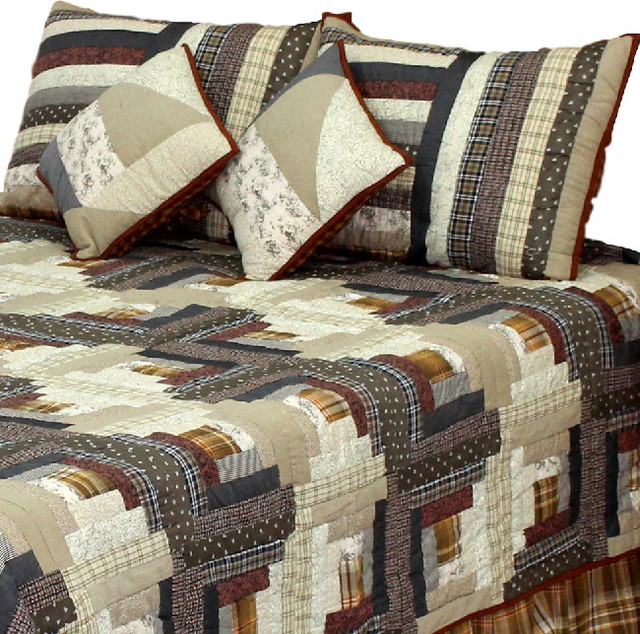 Express Log Cabin Queen Quilt 85 W X 95 L Farmhouse Quilts