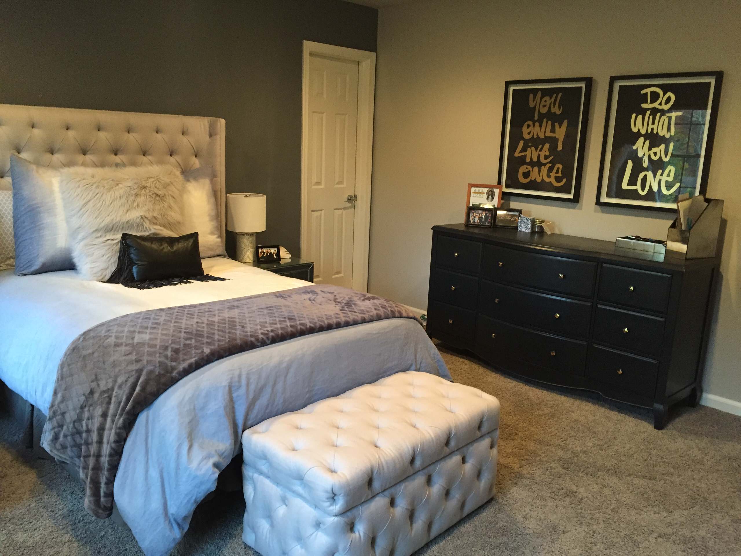 Modern Gray and Black Teen Girl Bedroom