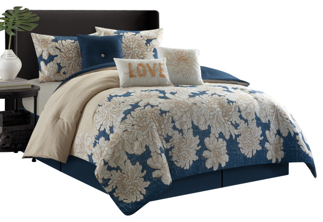 Contemporary Aqua Oxford Pleated Comforter Set 