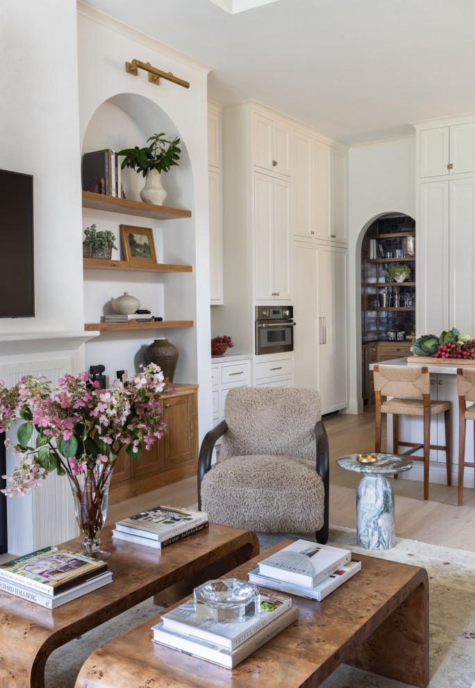 Example of a transitional living room design in Houston