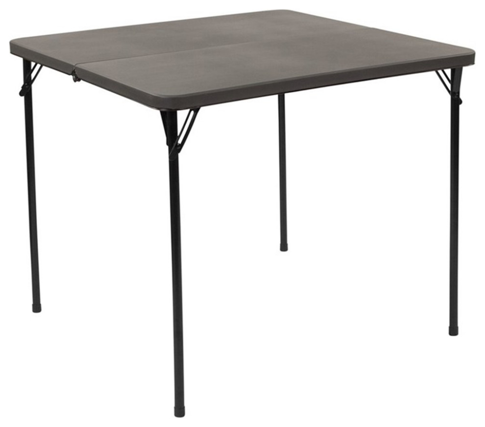 Flash Furniture 34" Square Plastic BiFold Table in Dark Gray Transitional Folding Tables