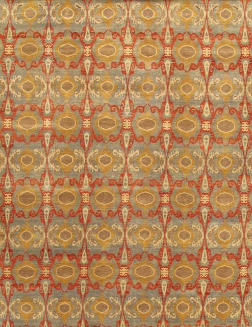 Pasargad Ikat Collection Hand-Knotted Lamb's Wool Area Rug- 4' 1" X  6' 2"