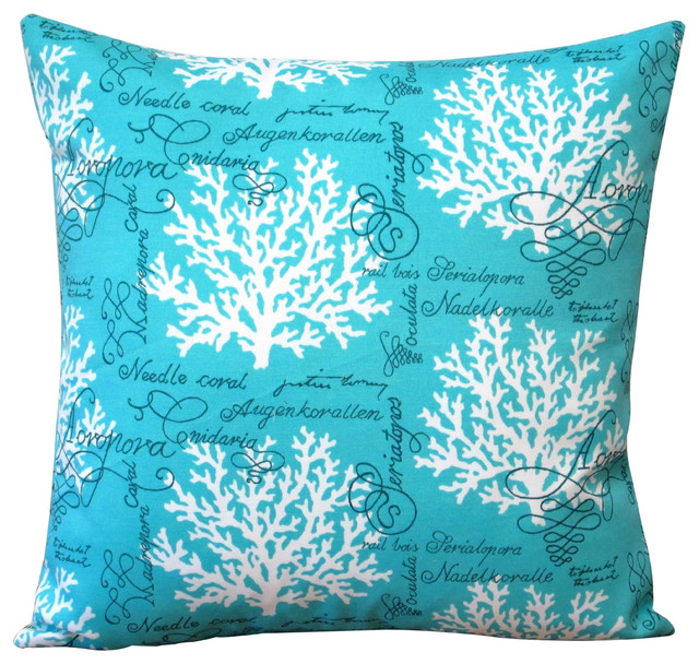 18 Sea Reef In Blue Or Turquoise Throw Pillow Set Of 2 Beach