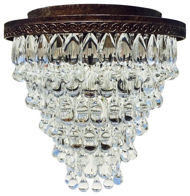 The Weston 7 Light Flush Mount Glass Drop Chandelier Terranean The Weston 7 Light Flush Mount Glass Drop Chandelier