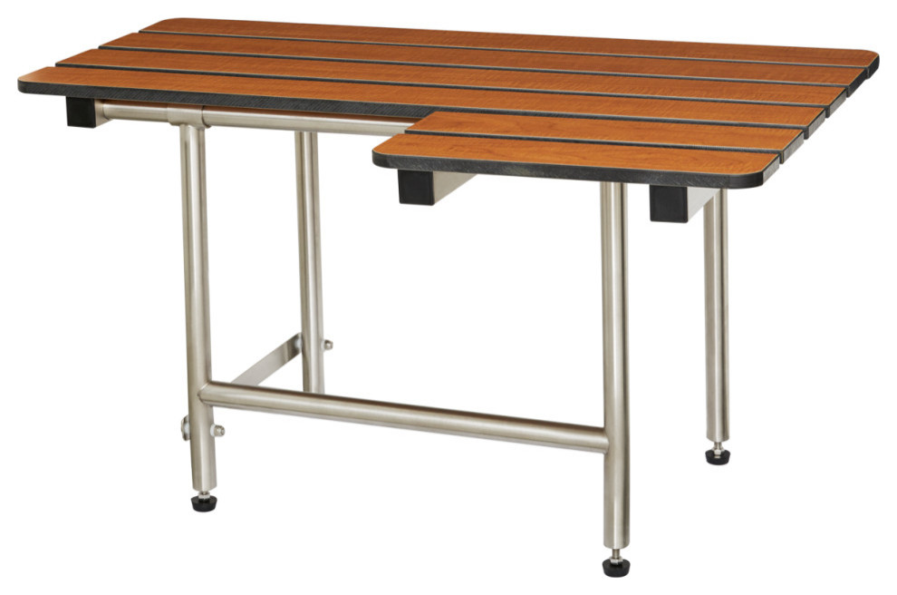 ADA Bariatric Wall Mount Folding Transfer Bench Shower Seat, Left