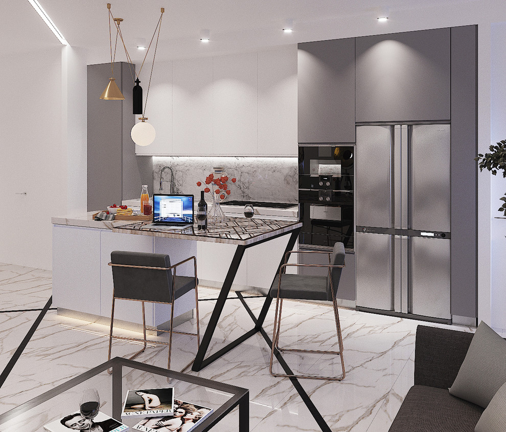 Современная кухня-гостиная. Дизайнер Елена Седых.