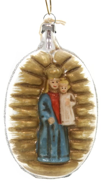 Marolin Madonna With Child Glass Ornament Feather Tree 2011030