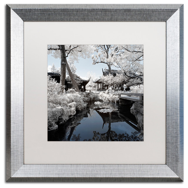 Philippe Hugonnard 'Double Temples' Art, Silver Frame, White Matte, 16"x16"