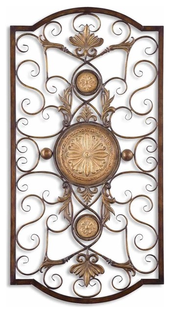 Ornate Large Metal Scroll Wall Grille Open Plaque Art