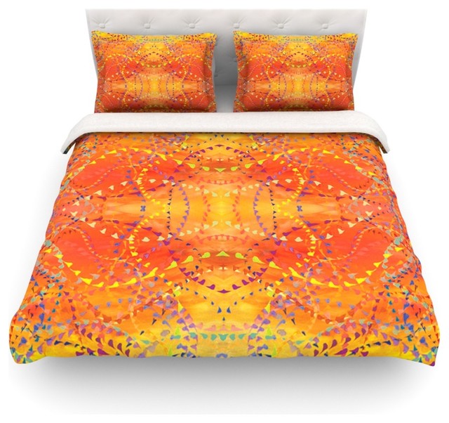 Nikposium "Sunrise" Orange Gold Cotton Duvet Cover Contemporary