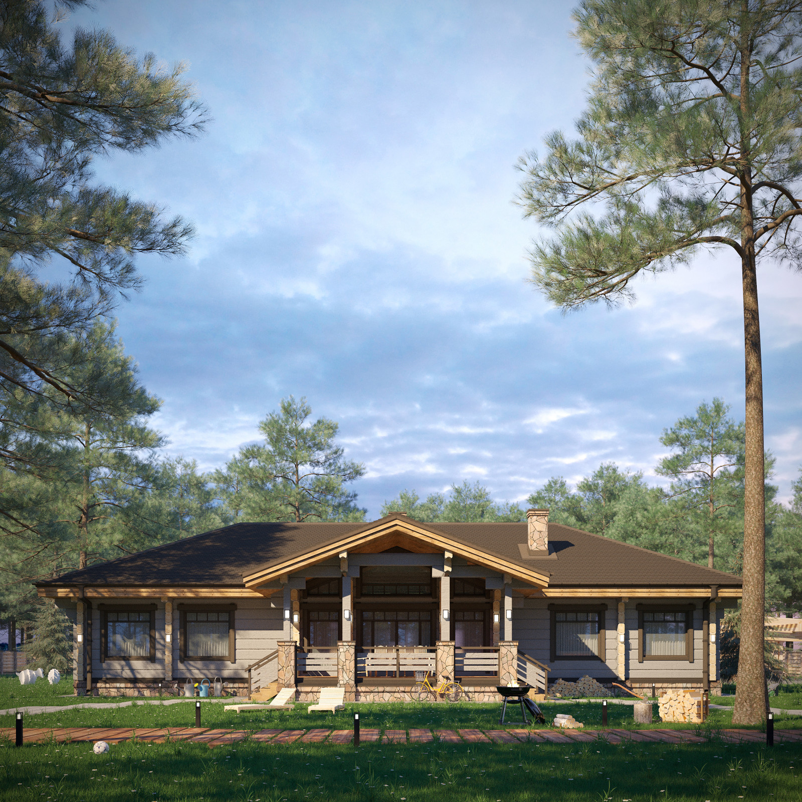 Проект дома из кедрового лафета 215кв.м.