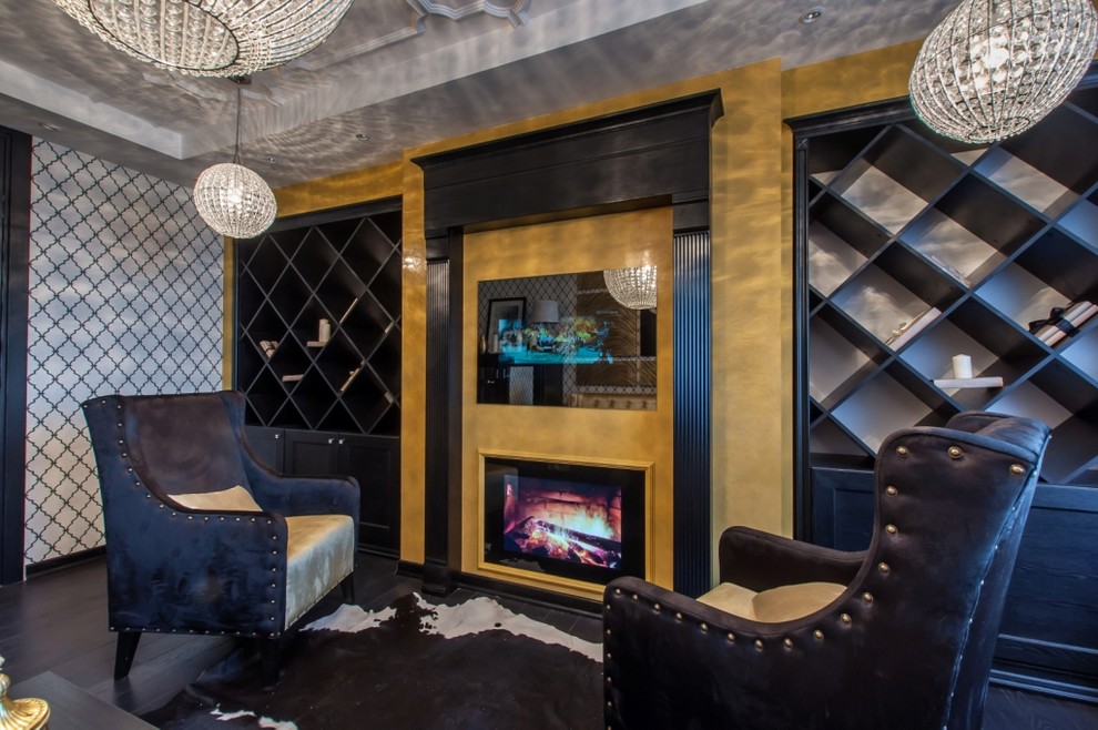 Телевизор над камином