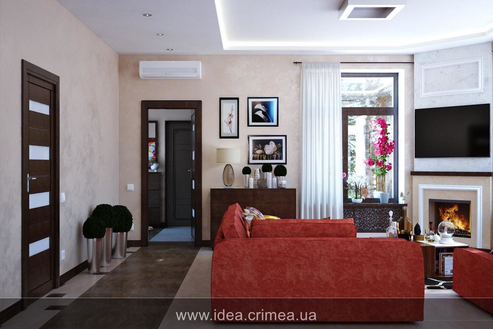 Contemporary kitchen living room for a young family