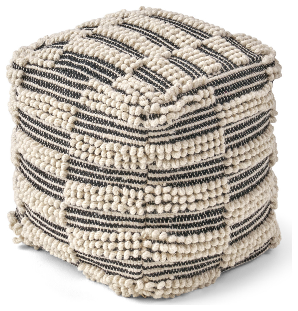 Tess Contemporary Wool and Cotton Pouf Ottoman - Contemporary - Floor ...