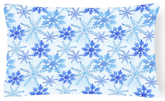 Bb7484Pw1216 Blue Snowflakes Watercolor Outdoor Canvas Pillow