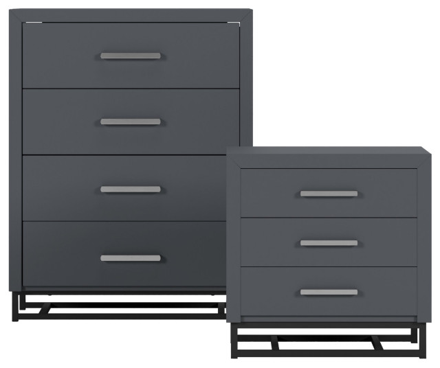 2 Pieces Nightstand & Dresser Set, Great for Storage Modern