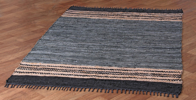 5 by 8-Feet Gray Matador Leather Chindi Rug 5 by 8-Feet Gray Matador Leather Chindi Rug