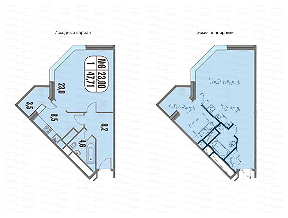Идеи перепланировки для однокомнатных квартир