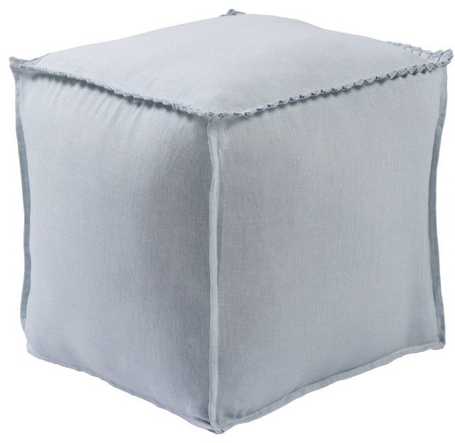 Surya - Kids Evelyn Pouf/Ottoman, Sky Blue, Square 18