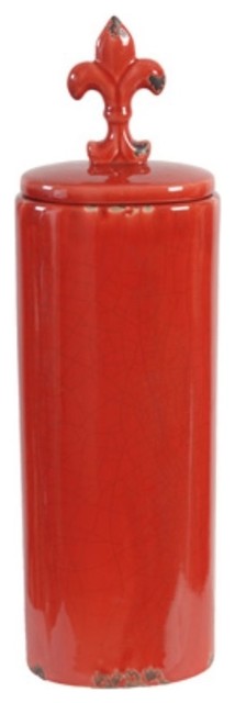 Ceramic Lidded Jar ,Red