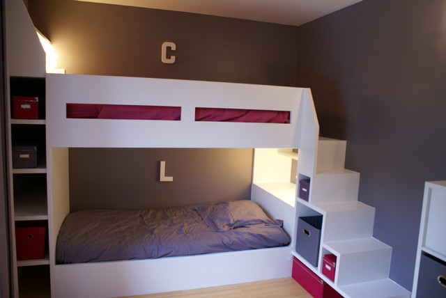 Chambre Jumelles Clara Et Lucie 9 Ans Moderne Chambre D Enfant Paris Par Balthazar Studio Houzz