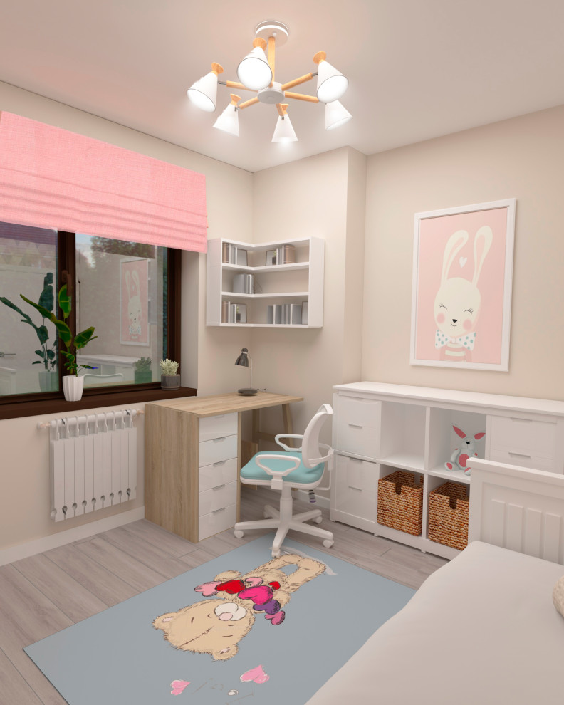 Трехкомнатная монохромная квартира для семьи с двумя дочками.