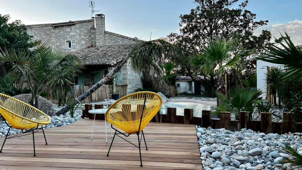 Exemple d'une terrasse exotique.