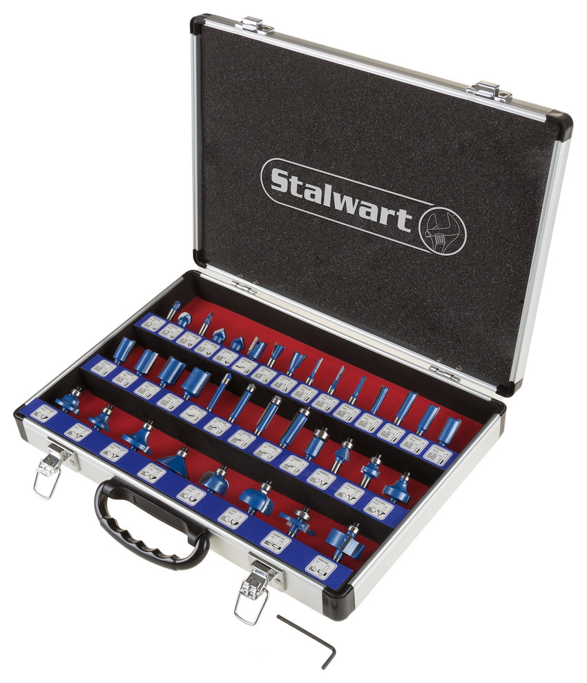 Router Bit Set With 1/4 Shank and Aluminum Case, 35-Piece Set By Stalwart