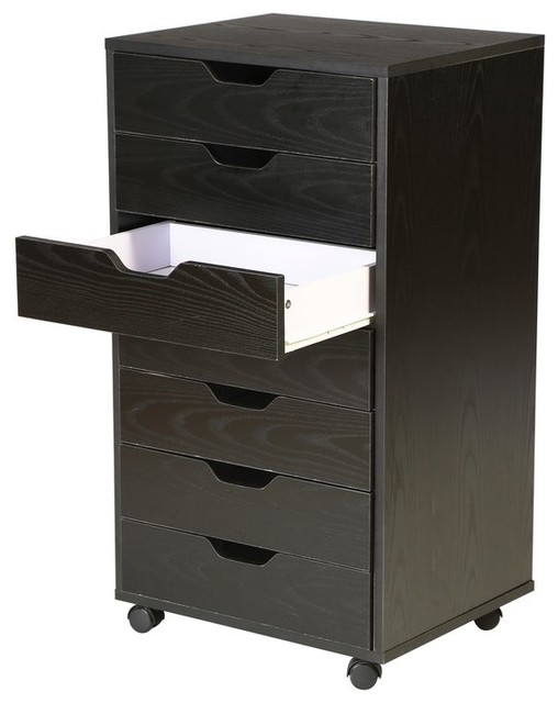 Vertical Wooden Filing Cabinet With 7 Drawer Contemporary