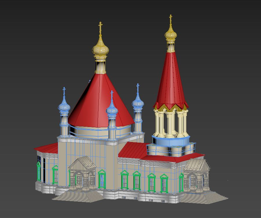 Моделинг церкви по чертежу.Экстерьер.
