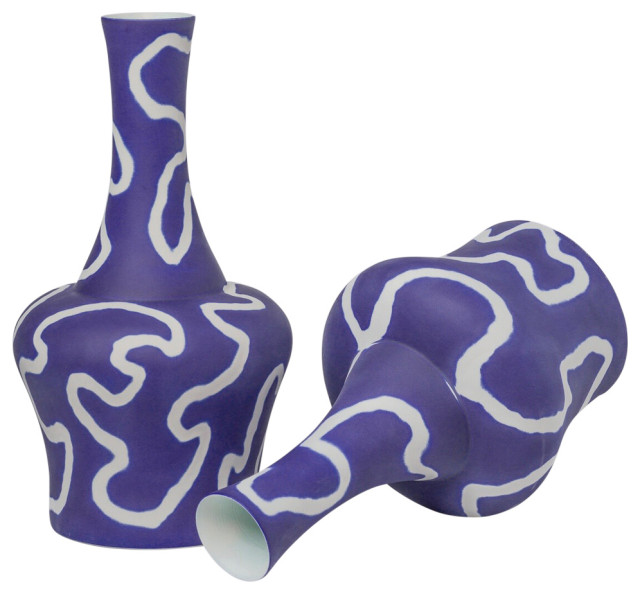Porcelain Beauty Vase With Unique Sanded Pattern, Blue
