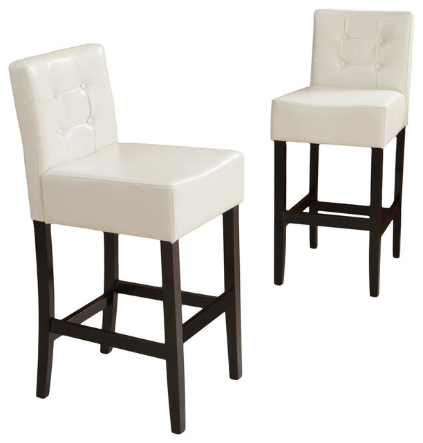 Gregory Ivory Leather Back Stools Bar Height Set Of 2 Gregory Ivory Leather Back Stools Bar Height Set Of 2
