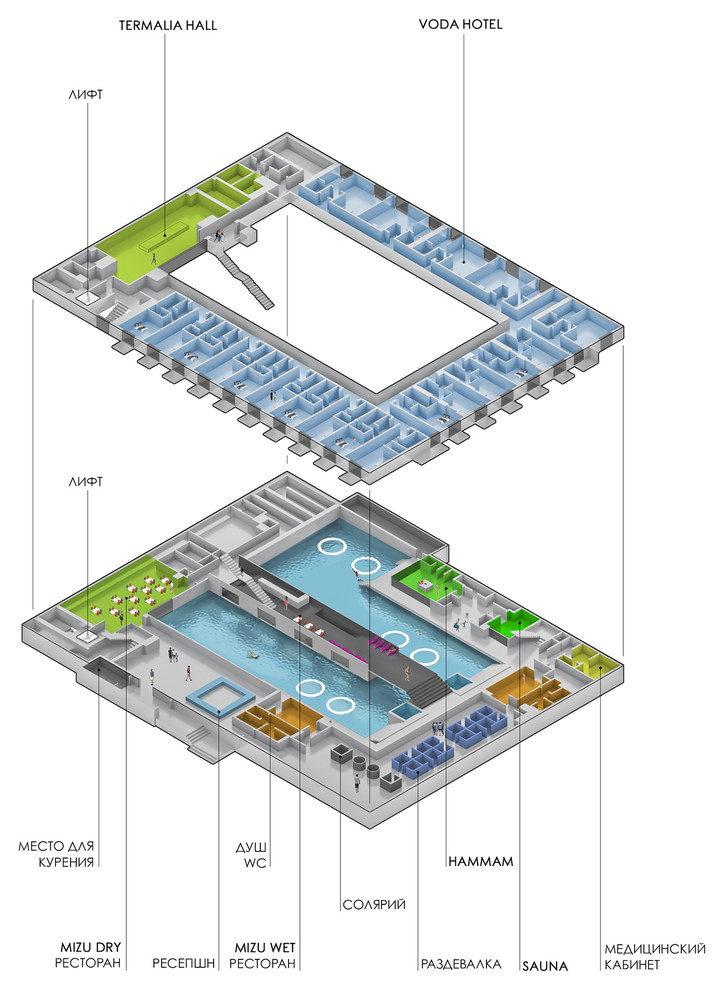 3D схема акваклуба VODA