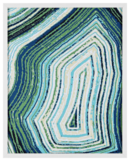 Safavieh Emerald Resonance, 16 X 20 Inch, Blue/Spring Green, Framed