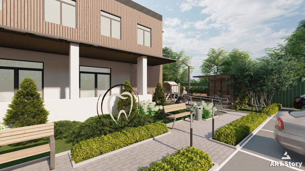 Ландшафтное проектирование на территории стоматологии в г.Можайск