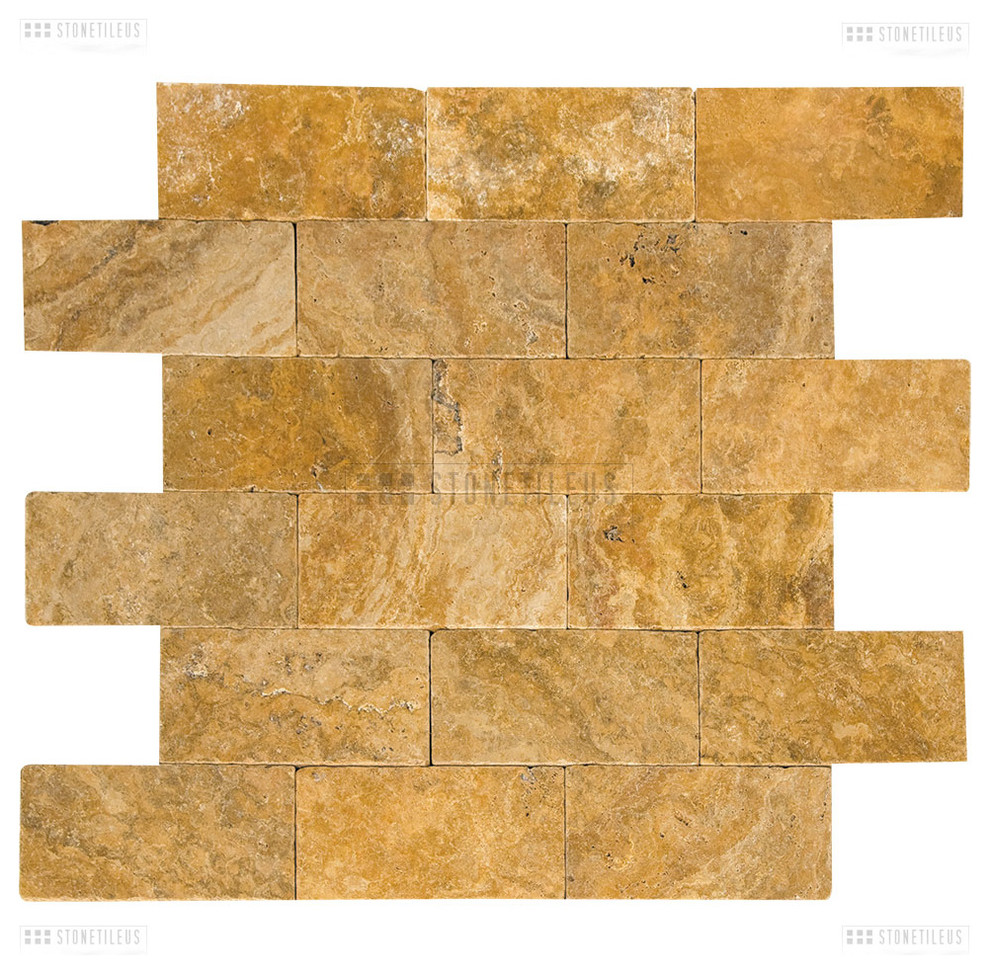 Travertine paver Paver Tile - Gold - 6x12 - Tumbled