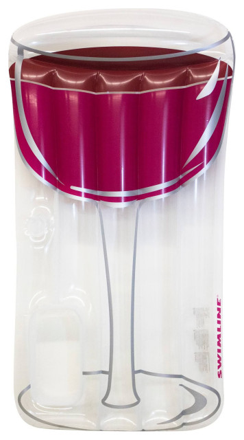 Inflatable Clear and Red Glass of Wine Swimming Pool Raft 11-inch ...