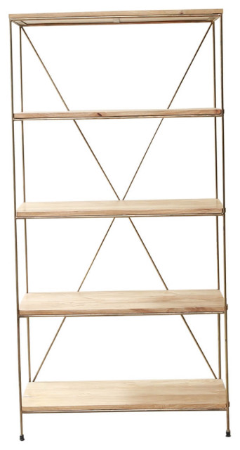 Cardiff Contemporary Etagere Bookcase X-shaped Stretcher