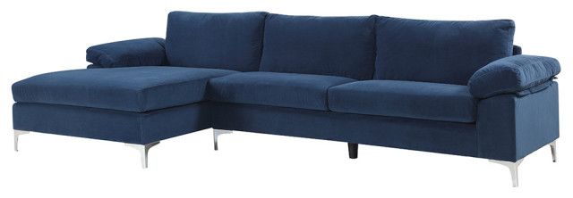 Modern Large Velvet Fabric Sectional Sofa L Shape Couch With