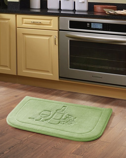 Sage Green Fruit Memory Foam Anti Fatigue Kitchen Floor Mat Rug