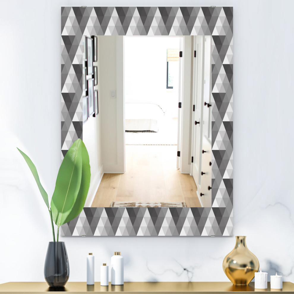 Designart Triangular Colourfields 2 Modern Frameless Wall Mirror, 28x40 ...