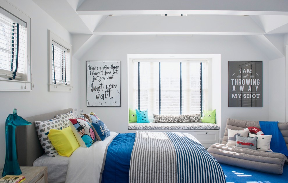 Design ideas for a beach style kids' bedroom in New York.
