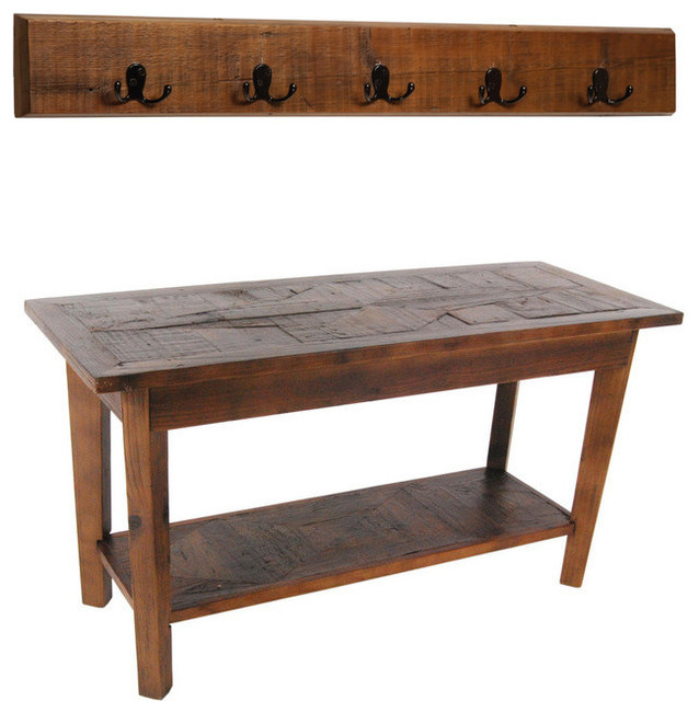 Revive Wall Coat Hook with Bench Set Rustic Accent And Storage