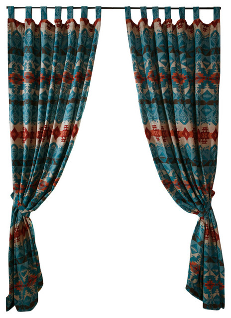 Turquoise Chamarro Drape Set Southwestern Curtains By Carstens