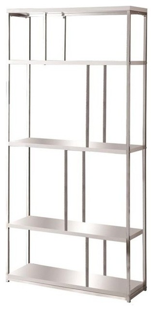 Monarch 4 Shelf Bookcase Natural And Chrome Contemporary Monarch 4 Shelf Bookcase Glossy White And Chrome
