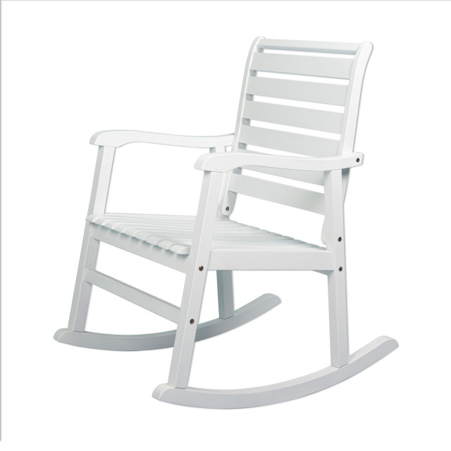 Carey Modern Slat-Back Acacia Wood Patio Outdoor Rocking Chair ...